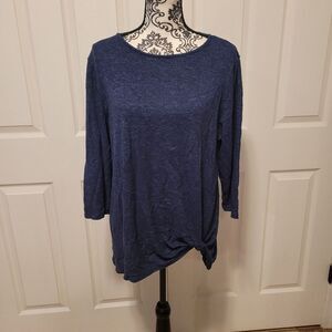 Chelsea & Theodore heathered blue‎ waist tied top